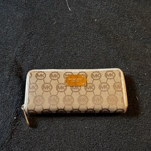 Michael Kors Logo Patterned Brown Wallet